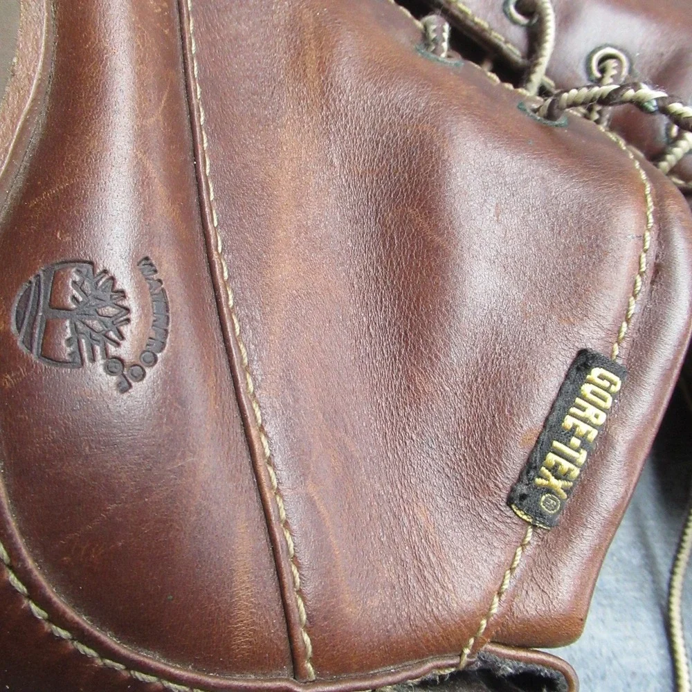 Timberland Men Boots 9M Brown Leather Waterproof Lace Hiking GTX Gore Tex VTG